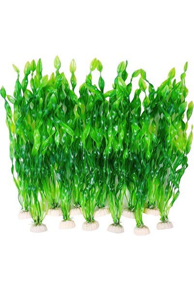 Arabest 10PCS Artificial Aquarium Plants, 12 Inch Tall Plastic Seaweed Decor,...