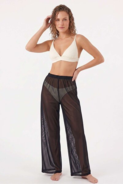 OBJE Women's Black Tulle Pants Pareo