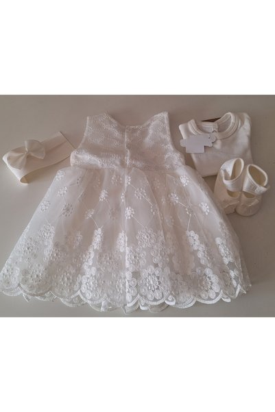 biyan collection Baby Girl 4-Piece Mevlüt Set 0-3 Months and 3-6 Months Wedding Dress Evening Dress Baby Birth Baby Shower Gift