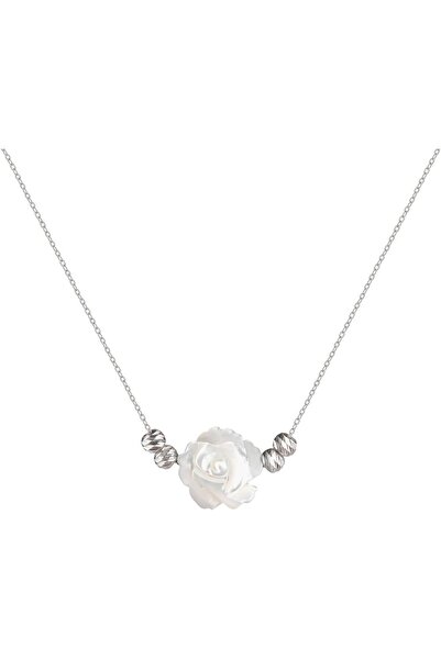MINZA Rosa Women's Necklace, 925 Sterling Silver, Pendant Necklace, with Shel...