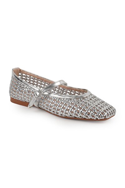 Libero Women's Ballet Flats with Knitted Pattern, Metallic Band, Blunt Toe, S...