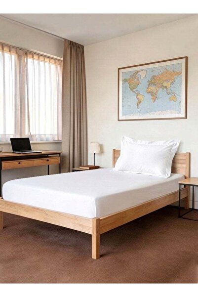 PIZUNA Pure Combed Cotton Single Bed Fitted Sheet 90x200 cm, White, 400 Threa...