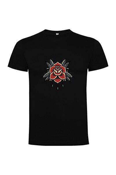 iLovePrints Water-Drenched Rose Tattoo Tshirt