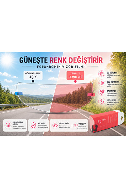 JK20 jk526 kask vizör filmi güneşte renk değiştirir