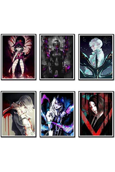 ESSESORIES Anime Tokyo Ghoul, 6pcs Anime Poster Wall Art Set of 6 Room Decor ...