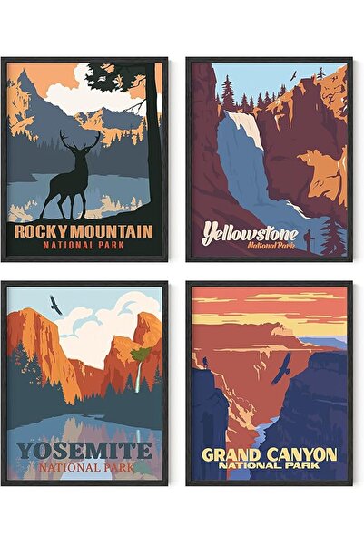 ESSESORIES Vintage National Parks National Park Abstract Mountain Music Poste...