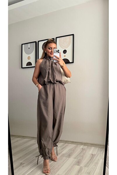 İNVİSUS Set bluză și pantaloni cu mărgele, cu tiv strâns, cu detalii ornamentale