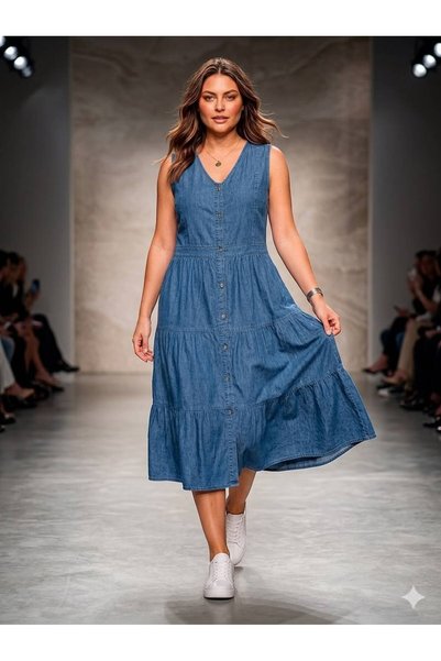 Generic Brand Oversize washed tensel denim dress