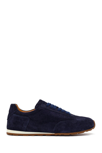 Derimod Men's Navy Blue Lace-Up Suede Leather Sneaker 26Sfd720010