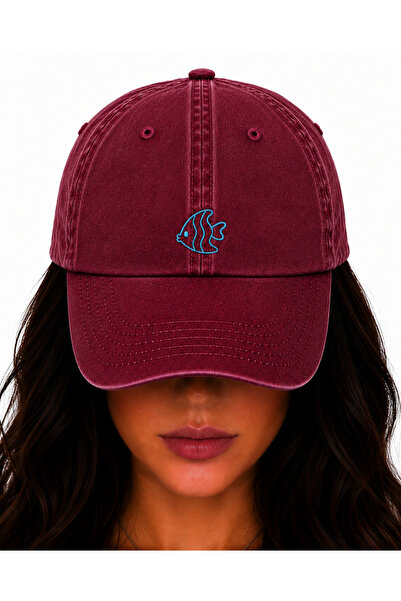 WeavedCo Blue Fish Embroidered Hat, Vintage Washed Baseball Cap (Fishembroide...