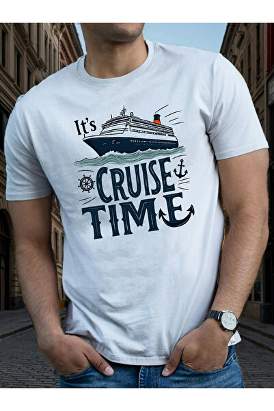 LİNA06 [الصيف] تي شيرت رجالي بأكمام قصيرة بتصميم بحري يحمل اسم 'Cruise Time'،...
