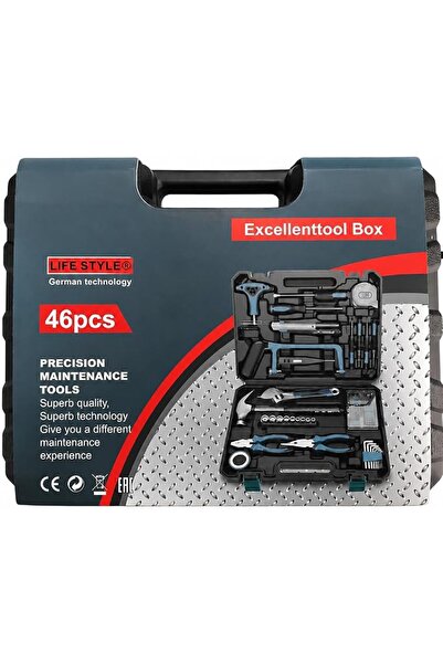 Generic Life Style German Technology 46-Piece Socket & Tool Set, Portable Household Repair Kit with Ratchet, Sockets