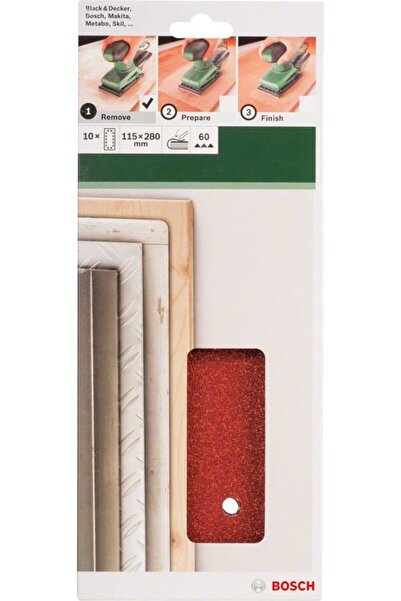 Bosch Bosch - Titreşimli Zımpara Kağıdı 10'lu, 115 X 280 Mm 60 Kum 14 Delik 2...