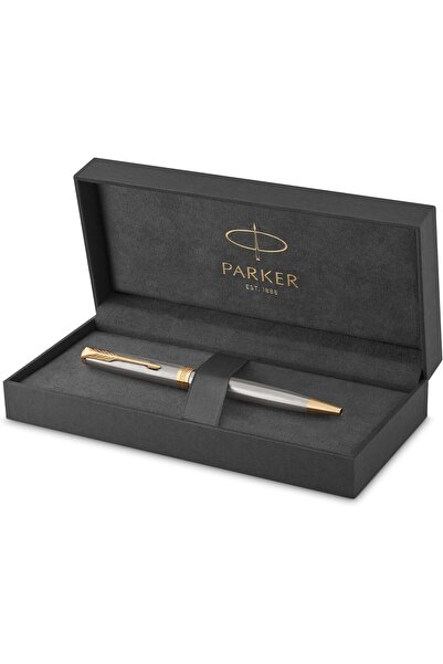 Parker Sonnet Ballpoint Pen, Stainless Steel with Gold Trim, Medium Point