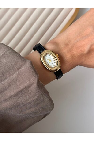 MERW Deppy Model Black Color Leather Cord Vintage Series Women's Wristwatch