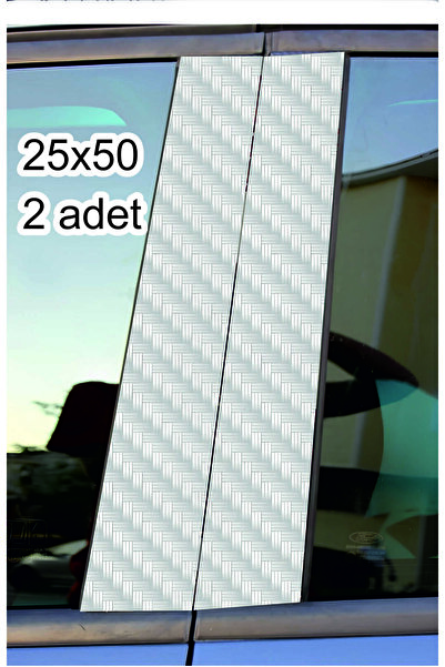 ESLEM Car Post Covering Foil 25X50 cm White Carbon Mesh Vehicle Black Pillar ...