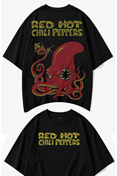 Fuddy Moda Μπλουζάκι Unisex με στάμπα στην πλάτη Red Hot Chili Peppers, Υπερμ...