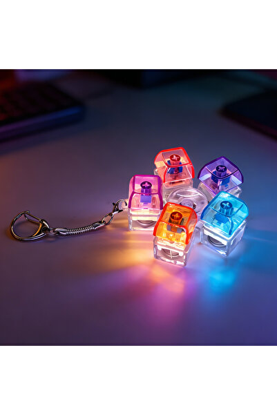 Choice12 1PC 5 Keys LED Light Up Keyboard Keychain with Clickable Buttons - S...
