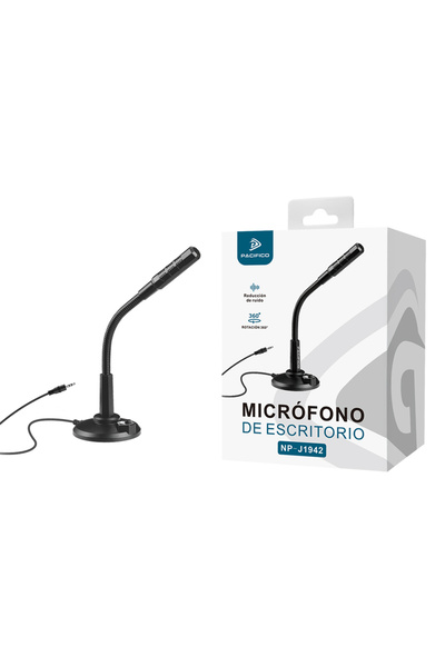 Pacifica Microfon de birou cu rotatie 360, Pacifico NP-J1942, Negru