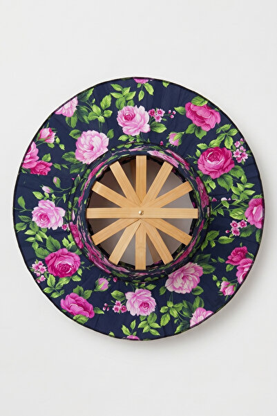 Mollycrush Folding Fan Hat |   Black Women's Floral Bamboo Summer Sunshade