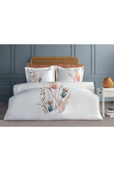 Mandaş Set cuvertură dublă din bumbac satinat cu dantelă și broderie boemă (c...