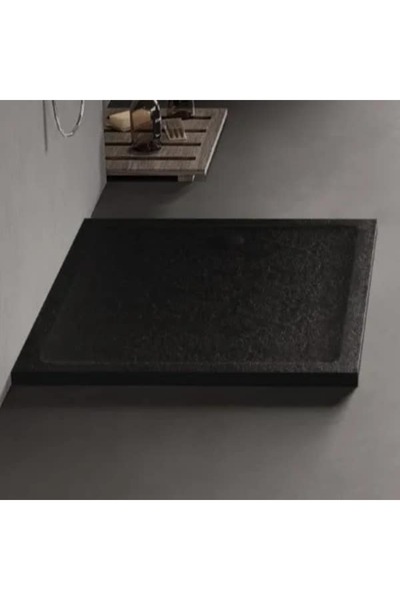 NEW TRENDY Τετράγωνη βάση ντουζιέρας 90 × 90 × 4.5 εκ. B-0584 MILD STONE BLAC...