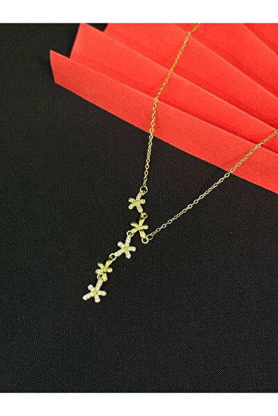 Melisa Takı & Aksesuar 316L Steel Gold Y Moldel Stone Necklace