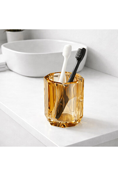 Havona Gold crystal bath glass for toothbrushes, diamond design, 10 cm,