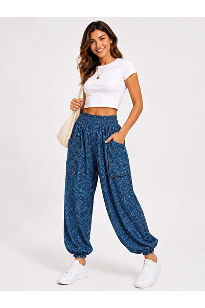 OEM Pantaloni dama, stil salvar, buzunare laterale, talie elastica