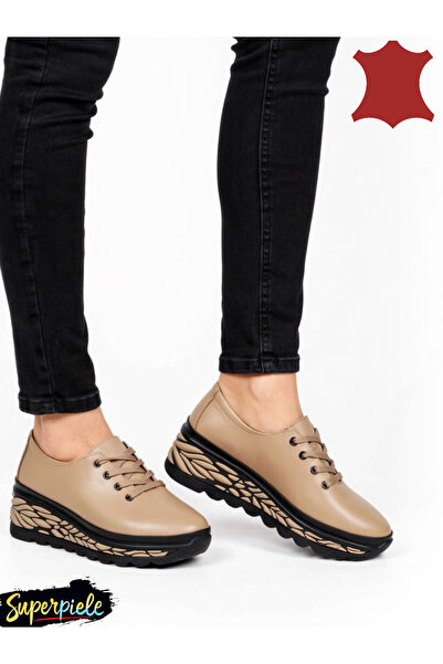 ANGEL BLUE Pantofi casual dama piele naturala cu talpa groasă neagră