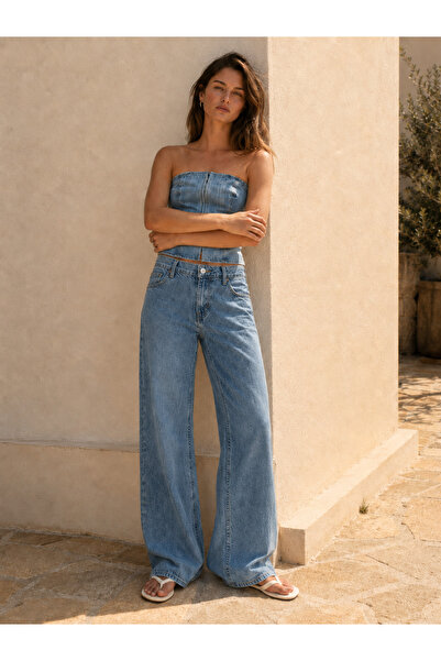 Safari Women's High Waist Wide Leg Loose Fit Jean Trousers