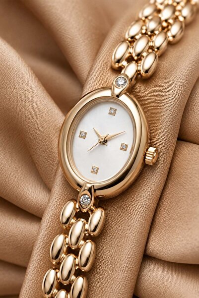 The Watch Calios Women's Gold Steel Watch – White Dial with Stone Detail, Lux...
