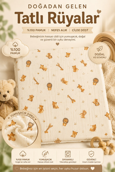 MORE HOME Çok Amaçlı Müslin Örtü, Müslin Bebek Battaniyesi, %100 Pamuk Tek Ka...