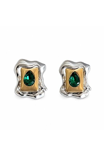neslyaccessories أقراط على شكل حجر أخضر