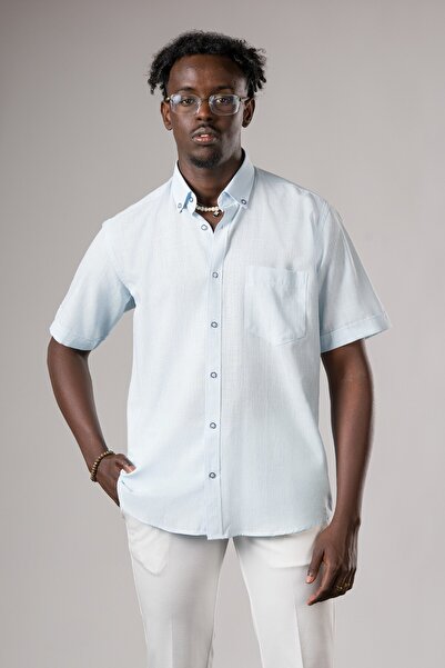 ADVANTE Collared Buttoned Classic (Loose) Cut Short Sleeve Summer Shirt with ...