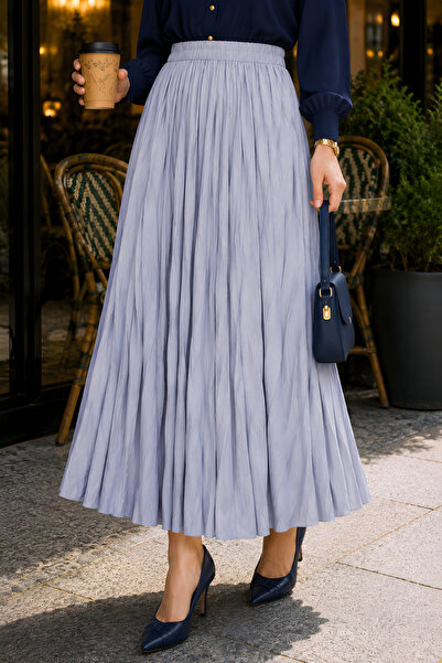 İmajButik Gray Elastic Waist Skirt