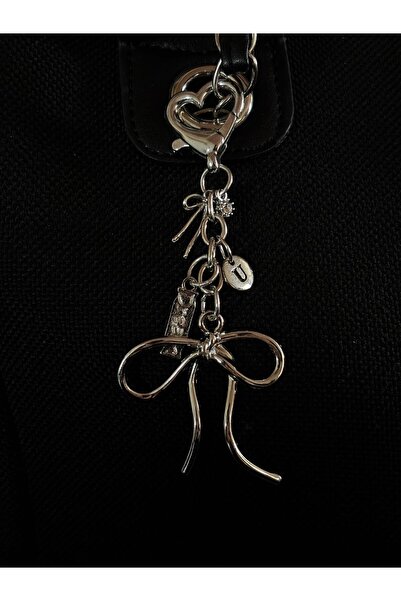 bijoux uniques Breloc cu literă tip panglică și charm pentru geantă