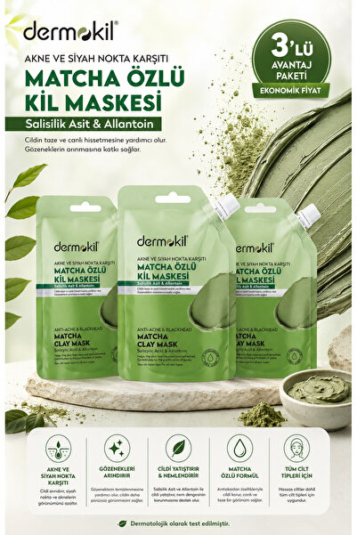 Dermokil Anti-Acne Blackhead Matcha Clay Mask 3X30 ml