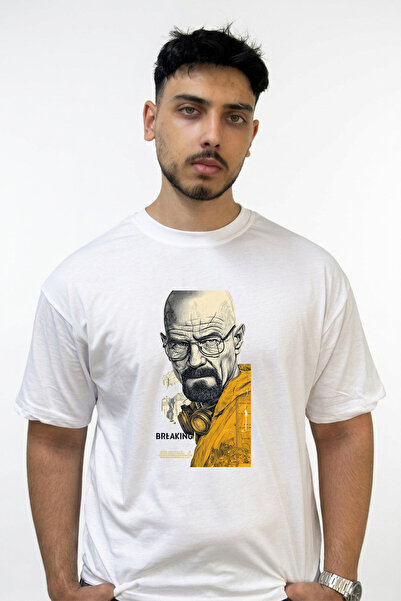 Anetos Heisenberg_1 Design Printed Oversize White T-Shirt