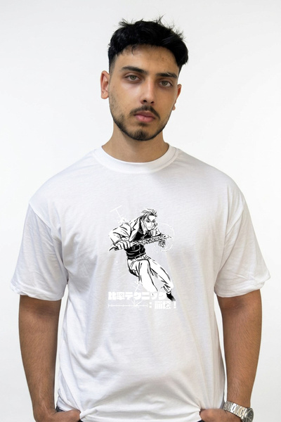 Anetos Kento Nanami Design Printed Oversize White T-Shirt
