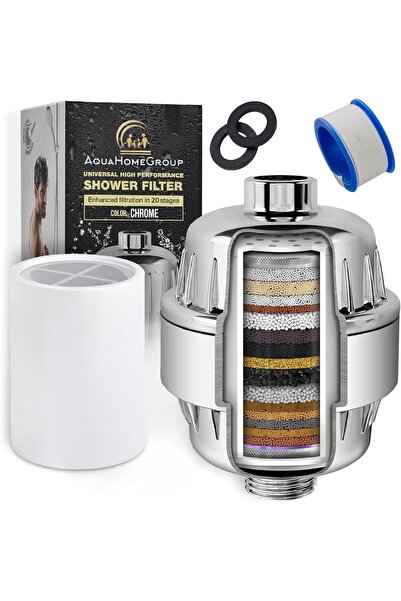 Aquahomegroup 20 Stage Shower Head Filter with Vitamin C E for Hard Water - H...