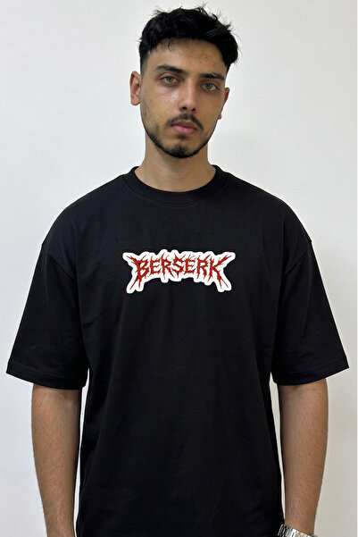 Anetos Berserk_3 Design Printed Oversize Black T-Shirt
