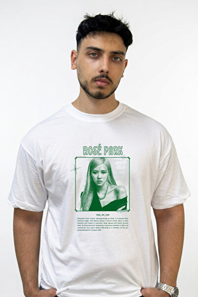Anetos Rose Park Design Printed Oversize White T-Shirt