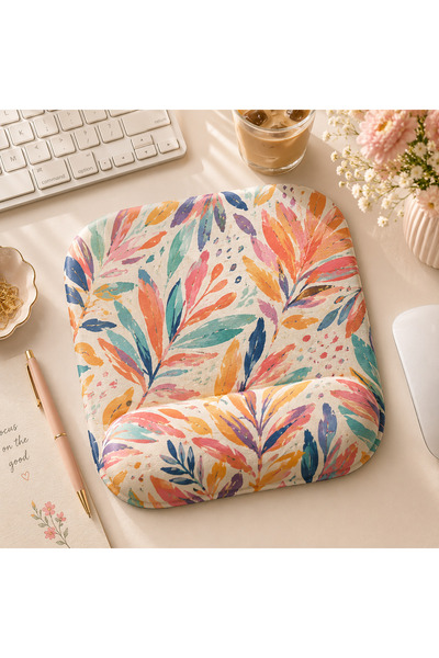 matizya Soyut Çiçek Desenli Bilek Destekli Mousepad 19x23 cm Ergonomik Kaymaz...