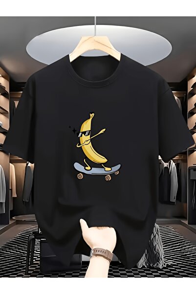 NOURAM Men's Print Short-Sleeve T-Shirt Round Neck Summer Top with Banana-The...
