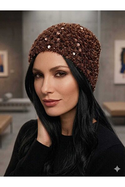 Hobiuniverse Hand Knitted Black Net Beanie - Sparkly Sequined Net Hair Access...