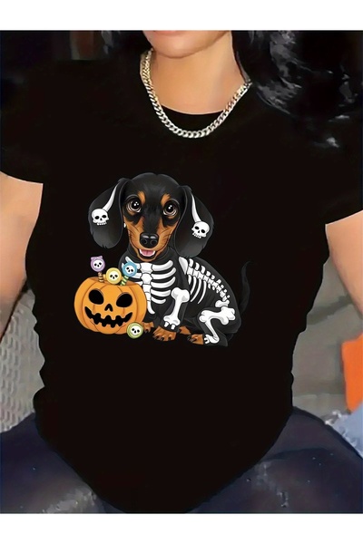LİNA06 Lightweight T-Shirt with Short Sleeves Halloween Celebrations, Showcas...