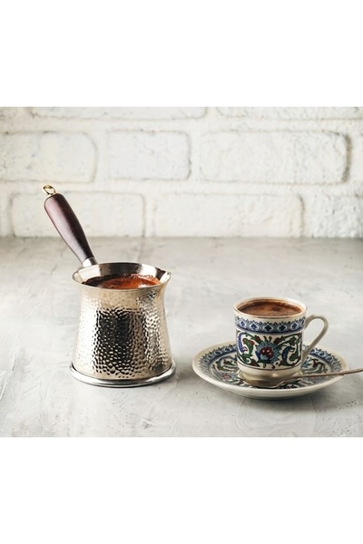 Elista Telveli 6-Person Cast Iron Coffee Pot with Wooden Handle - Compatible ...