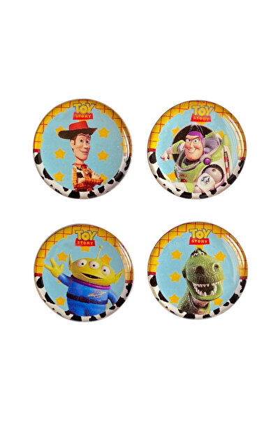 Yaya Dizayn Toy Story Temalı 4'lü Parlak Baskılı Rozet Seti