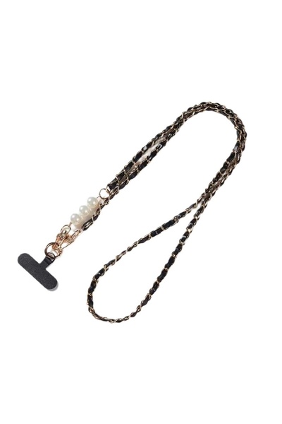 lemontti Snur telefon cu perle, 120cm, Negru